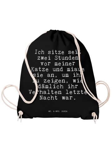 Mr. & Mrs. Panda Stoffbeutel Ich sitze seit zwei... mit Spruch in Schwarz