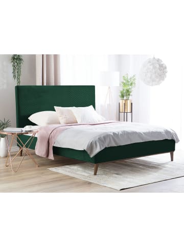 Beliani Doppelbett BAYONNE in Grün/Braun - (W) 151 x (H) 121 x (L) 212 cm