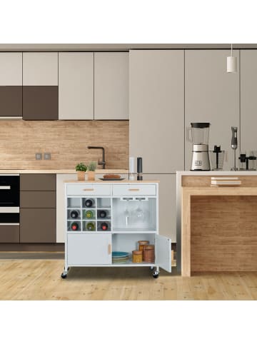 relaxdays Küchenwagen in Weiß - (B)86 x (H)88,5 x (T)41 cm