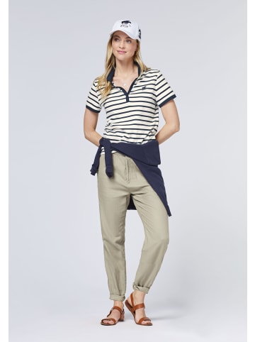 Polo Sylt Polo mit Streifenmuster und farblich abgesetztem Kragen in Weiß