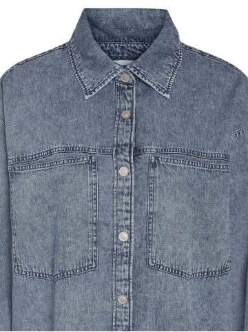 Noisy may Oversize Jeanskleid Hemdkragen Brusttaschen in Blau-3