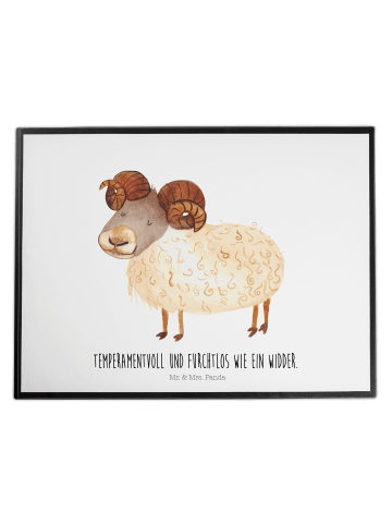 Mr. & Mrs. Panda Schreibunterlage Sternzeichen Widder mit Spruch in Weiß