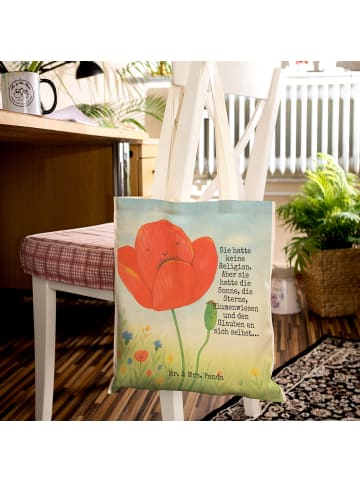 Mr. & Mrs. Panda Stofftragetasche Blume Mohnblume Design mit Spruch in Weiß