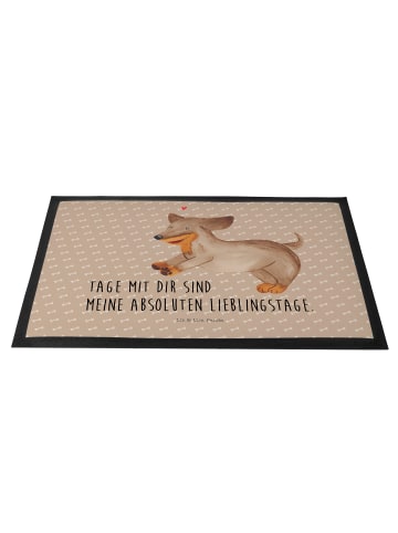 Mr. & Mrs. Panda Schmutzfangmatte Hund Dackel mit Spruch in Hundeglück