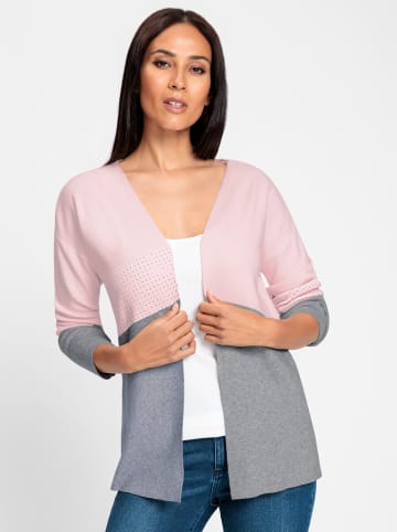 Heine Feinstrickjacke in hellrosé-steingrau-meliert