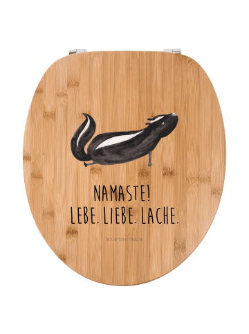 Mr. & Mrs. Panda Holz Toilettensitz Stinktier Yoga mit Spruch in Braun