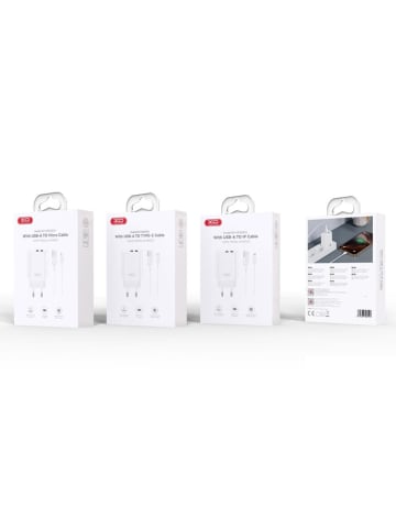 XO XO Wandladegerät CE34 2x USB 2,4A weiß + USB-C Kabel