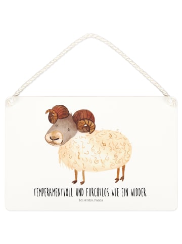 Mr. & Mrs. Panda Schild Sternzeichen Widder mit Spruch in Weiß