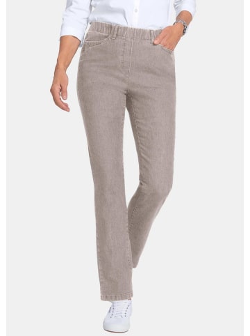 GOLDNER Jeansschlupfhose LOUISA in helltaupe