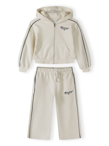 Minoti 2-tlg Langarmshirt & Hose 30FLEECE166 in weiß