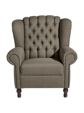 58 aufm Kessel OHRENBACKENSESSEL Katreen Bezug Flachgewebe Buche nussbaum dunkel / sahara