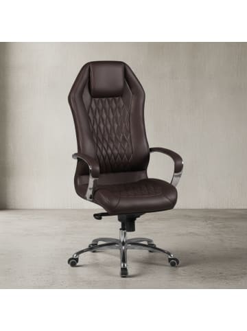 KADIMA DESIGN Bürostuhl MONTEREY Echt-Leder Schreibtischstuhl 120KG in Braun