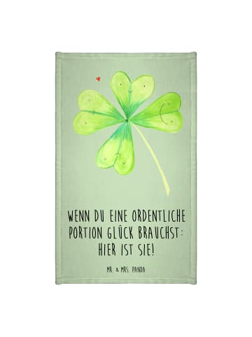 Mr. & Mrs. Panda Handtuch Blume Kleeblatt mit Spruch in Blattgrün