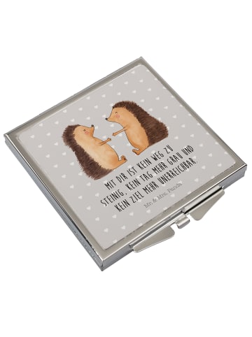 Mr. & Mrs. Panda Handspiegel Igel Liebe mit Spruch in Grau Pastell