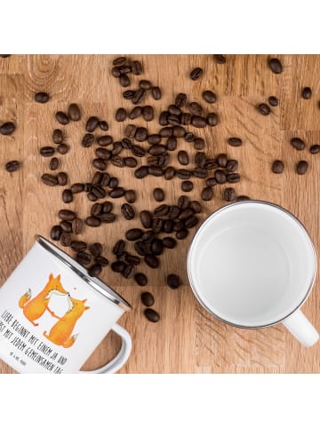Mr. & Mrs. Panda Camping Emaille Tasse Hochzeit Liebe mit Spruch in Weiß
