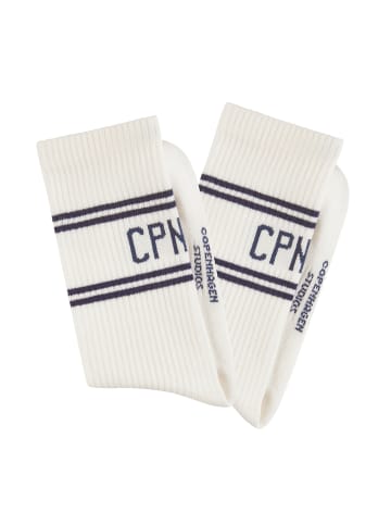 Copenhagen Studios Langsocken in 2x creme weiß mit marine