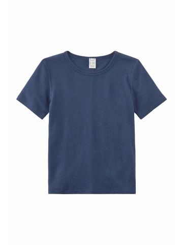 Hessnatur Hessnatur Kurzarmshirt aus Bio-Merinowolle mit Seide in graphitblau