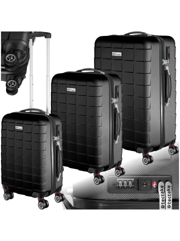 tectake Hartschalenkoffer-Set Jakub TSA-Zahlenschloss, schwarz