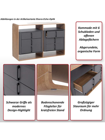 MCW Kommode P43, Rivera-Eiche-Optik, dunkelgrau