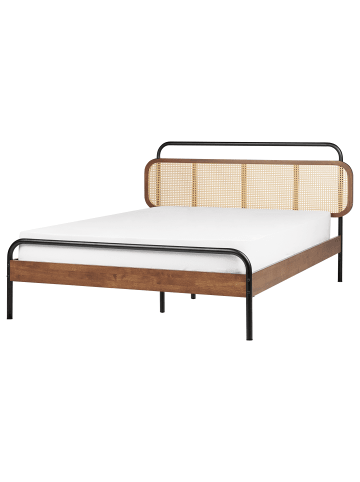 Beliani Doppelbett BOUSSICOURT in Braun/Schwarz - (W) 162 x (H) 100 x (L) 210 cm