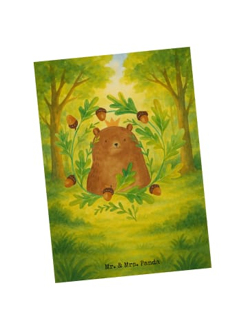 Mr. & Mrs. Panda Postkarte Bär König Design ohne Spruch in Weiß