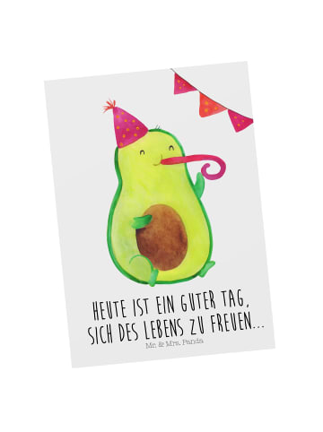 Mr. & Mrs. Panda Ansichtskarte Avocado Party mit Spruch in Weiß