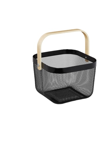 relaxdays Aufbewahrungskorb in Schwarz - (B)26 x (H)17,5 x (T)24,5 cm