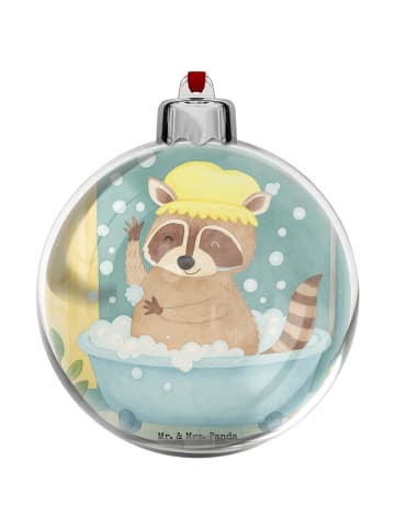 Mr. & Mrs. Panda Christbaumkugel Waschbär Design ohne Spruch in Weiß
