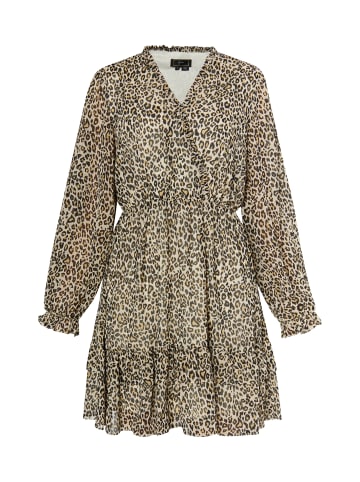 faina Damen Minikleid Mit Leoprint in Hellbeige Mehrfarbig