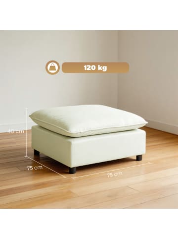 HOMCOM Fußhocker-75L x 75B x 40H cm-Cremeweiß