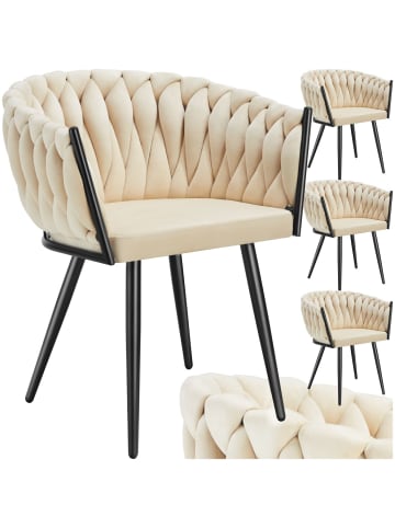 tectake Samtstuhl gepolstert, mit Samtbezug, Knotendesign, 60,5 x 55 x 75 cm