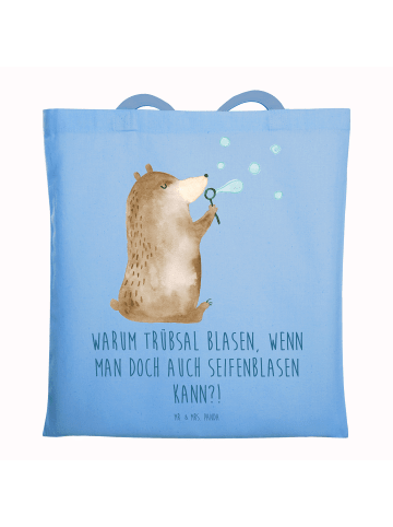 Mr. & Mrs. Panda Umhängetasche Bär Seifenblasen mit Spruch in Sky Blue