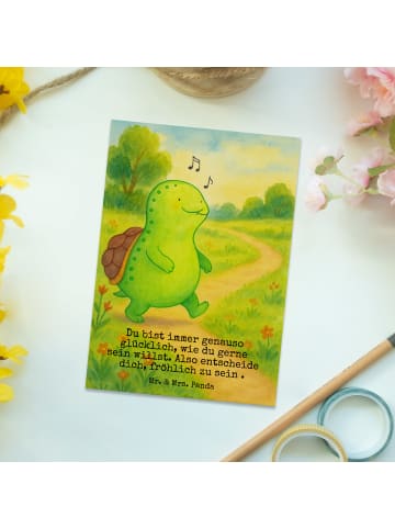 Mr. & Mrs. Panda Grußkarte Schildkröte Pfeifen Design mit Spruch in Weiß