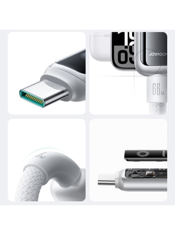 COFI 1453 Joyroom S-A55 StarFlight 66W USB-A auf USB-C Kabel 1,2 m Weiß in Weiß