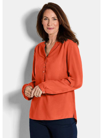 GOLDNER Tunika Elegante Viskosebluse mit V-Ausschnitt in terrakotta
