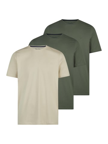 Redmond T-Shirt Basic in Dunkelgrün / beige