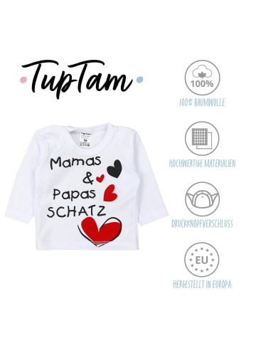 TupTam Unisex Baby Langarmshirt mit Spruch Aufdruck 3er Set in rosa/weiß