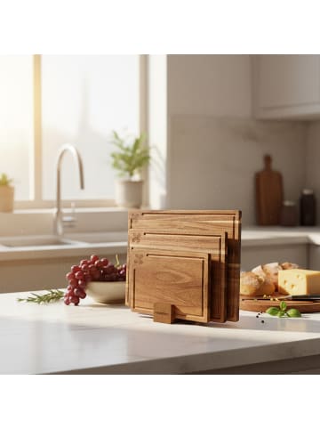 relaxdays 3-tlg. Schneidebrett-Set in Braun