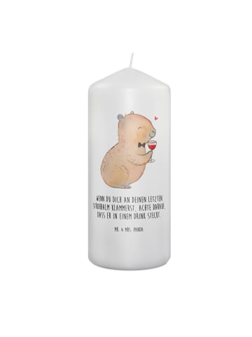 Mr. & Mrs. Panda Wachskerze Capybara Wein mit Spruch in Weiß