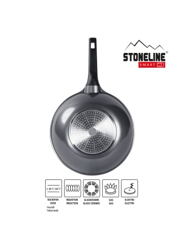 Stoneline Wokpfanne 30 cm mit abnehmbarem Griff | mit Deckel in Anthrazit