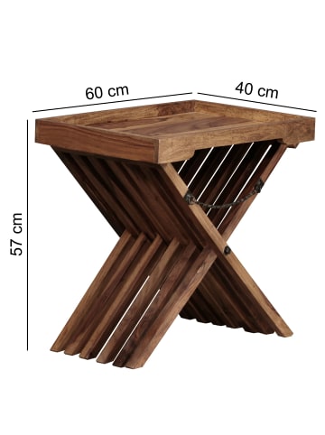 FineBuy Beistelltisch in Braun / Sheesham / 40x60x57