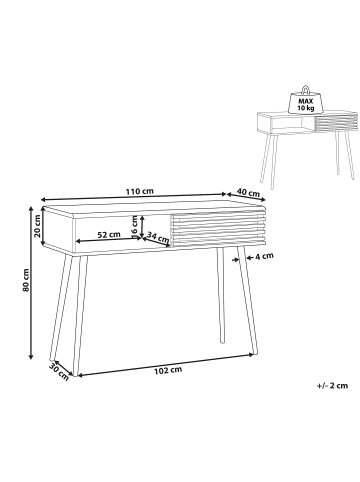 Beliani Konsolentisch PERTH in Braun/Schwarz - (W) 110 x (H) 80 x (L) 40 cm