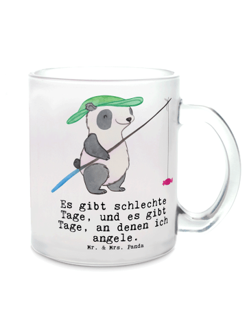 Mr. & Mrs. Panda Teetasse Panda Angeln mit Spruch in Transparent