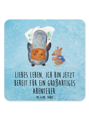 Mr. & Mrs. Panda Untersetzer Pinguin & Maus Wanderer mit Spruch in Eisblau