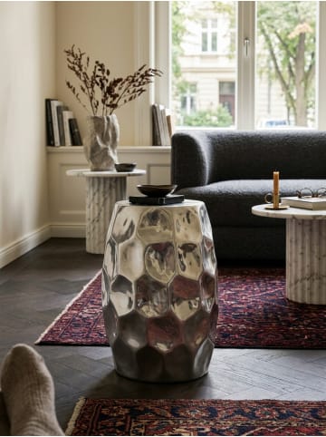 KADIMA DESIGN Beistelltisch 30x47x30cm Aluminium Silber Dekotisch orientalisch in Silbern