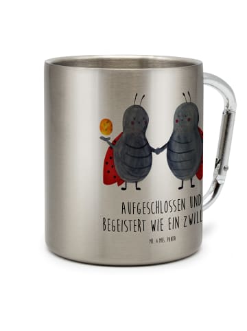 Mr. & Mrs. Panda Becher Sternzeichen Zwilling mit Spruch in Silber