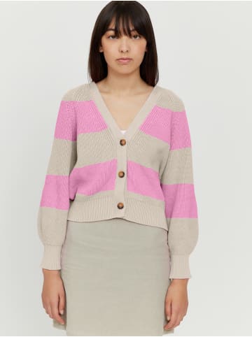 MAZINE Cardigan Mala Striped in bubble gum/ eggshell