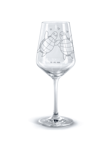 Mr. & Mrs. Panda Glas für Rotwein Schildkröten Paar ohne Spruch in Transparent