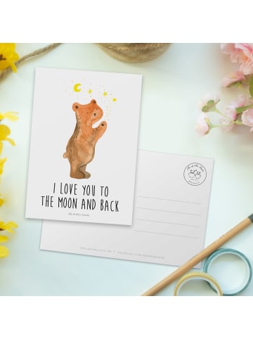 Mr. & Mrs. Panda Ansichtskarte Verliebter Bär mit Spruch in Weiß