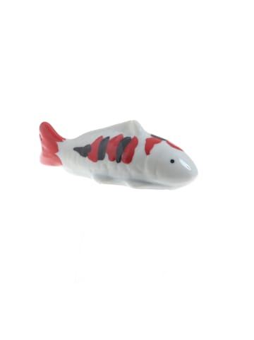 MARELIDA Teichdeko Fisch für Aquarium schwimmend Porzellan L: 10cm in weiß, rot